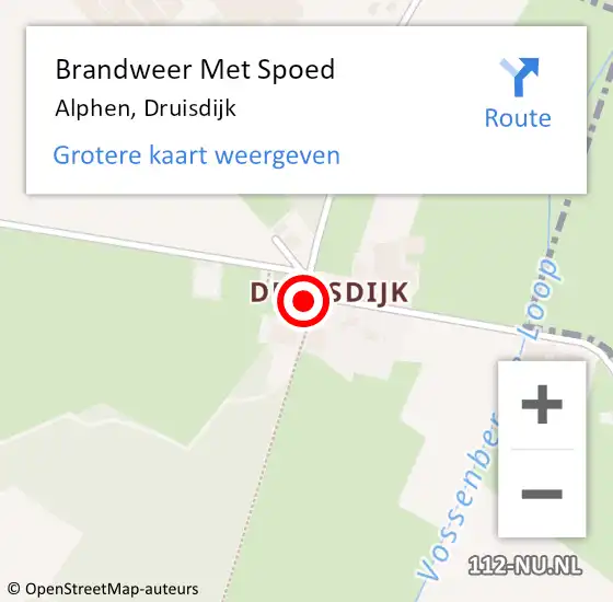 Locatie op kaart van de 112 melding: Brandweer Met Spoed Naar Alphen, Druisdijk op 19 juli 2022 17:23