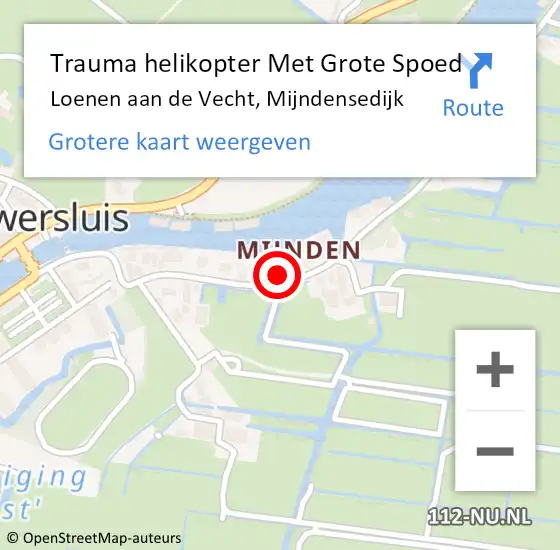 Locatie op kaart van de 112 melding: Trauma helikopter Met Grote Spoed Naar Loenen aan de Vecht, Mijndensedijk op 19 juli 2022 17:34