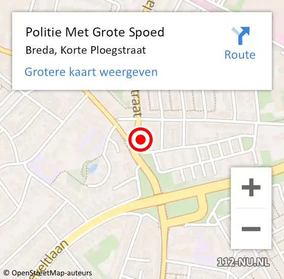 Locatie op kaart van de 112 melding: Politie Met Grote Spoed Naar Breda, Korte Ploegstraat op 19 juli 2022 17:37