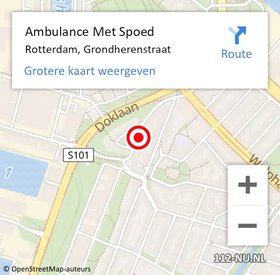 Locatie op kaart van de 112 melding: Ambulance Met Spoed Naar Rotterdam, Grondherenstraat op 19 juli 2022 17:43