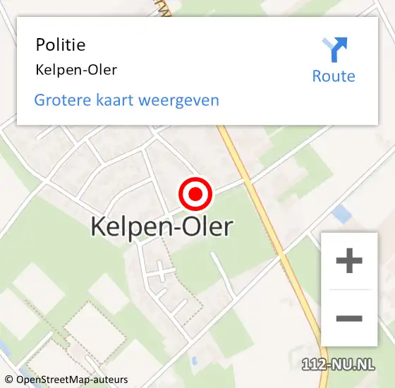 Locatie op kaart van de 112 melding: Politie Kelpen-Oler op 19 juli 2022 17:44