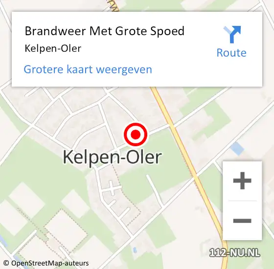 Locatie op kaart van de 112 melding: Brandweer Met Grote Spoed Naar Kelpen-Oler op 19 juli 2022 17:48