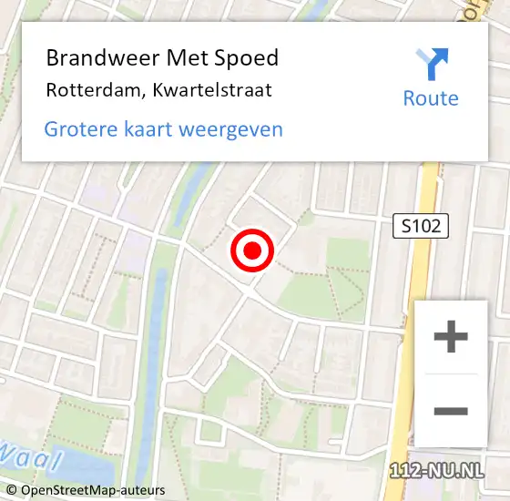 Locatie op kaart van de 112 melding: Brandweer Met Spoed Naar Rotterdam, Kwartelstraat op 19 juli 2022 17:58