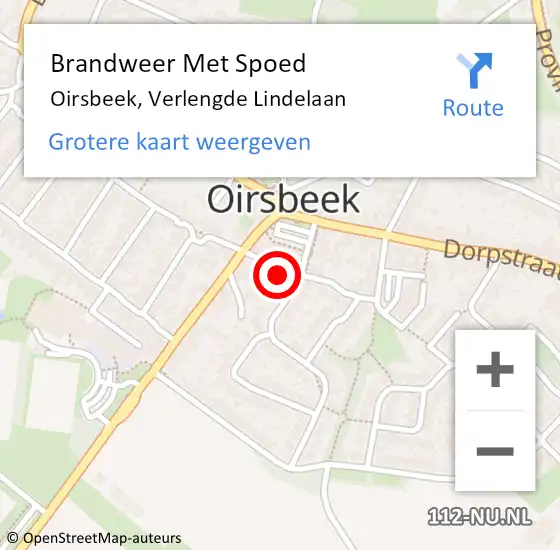 Locatie op kaart van de 112 melding: Brandweer Met Spoed Naar Oirsbeek, Verlengde Lindelaan op 19 juli 2022 18:01