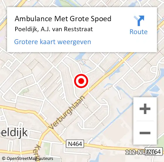 Locatie op kaart van de 112 melding: Ambulance Met Grote Spoed Naar Poeldijk, A.J. van Reststraat op 19 juli 2022 18:05