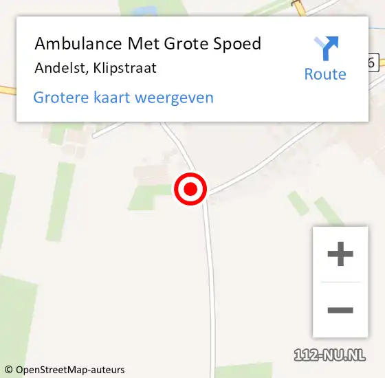 Locatie op kaart van de 112 melding: Ambulance Met Grote Spoed Naar Andelst, Klipstraat op 19 juli 2022 18:20