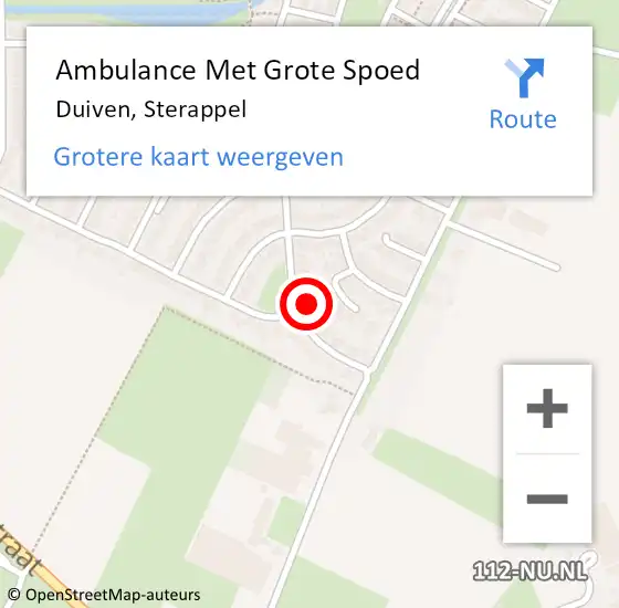 Locatie op kaart van de 112 melding: Ambulance Met Grote Spoed Naar Duiven, Sterappel op 19 juli 2022 18:24