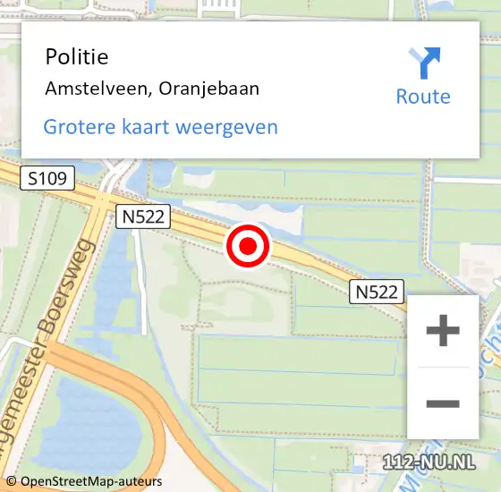 Locatie op kaart van de 112 melding: Politie Amstelveen, Oranjebaan op 23 juli 2014 18:15