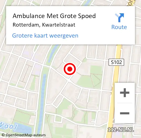 Locatie op kaart van de 112 melding: Ambulance Met Grote Spoed Naar Rotterdam, Kwartelstraat op 19 juli 2022 18:26