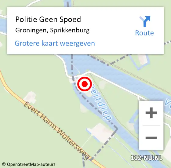 Locatie op kaart van de 112 melding: Politie Geen Spoed Naar Groningen, Sprikkenburg op 19 juli 2022 18:32