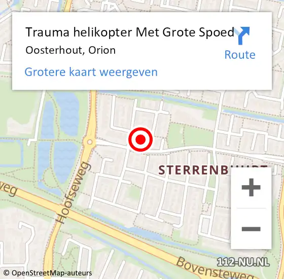 Locatie op kaart van de 112 melding: Trauma helikopter Met Grote Spoed Naar Oosterhout, Orion op 19 juli 2022 18:36