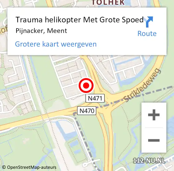 Locatie op kaart van de 112 melding: Trauma helikopter Met Grote Spoed Naar Pijnacker, Meent op 19 juli 2022 18:40