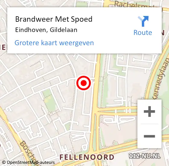 Locatie op kaart van de 112 melding: Brandweer Met Spoed Naar Eindhoven, Gildelaan op 19 juli 2022 18:41