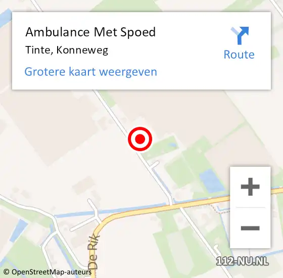 Locatie op kaart van de 112 melding: Ambulance Met Spoed Naar Tinte, Konneweg op 23 juli 2014 18:19