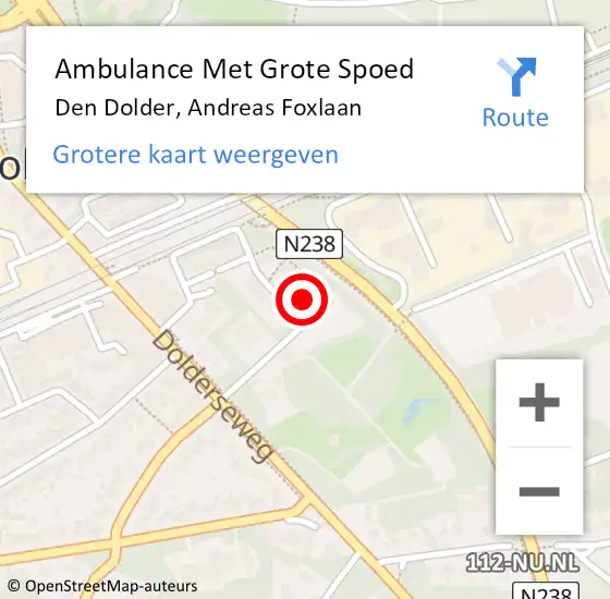 Locatie op kaart van de 112 melding: Ambulance Met Grote Spoed Naar Den Dolder, Andreas Foxlaan op 23 juli 2014 18:20