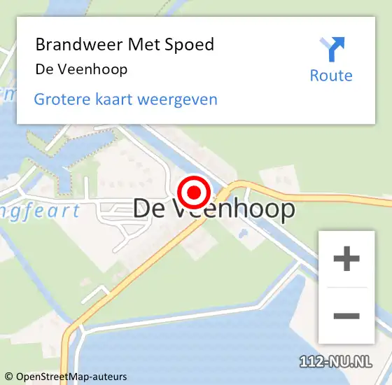 Locatie op kaart van de 112 melding: Brandweer Met Spoed Naar De Veenhoop op 19 juli 2022 19:02