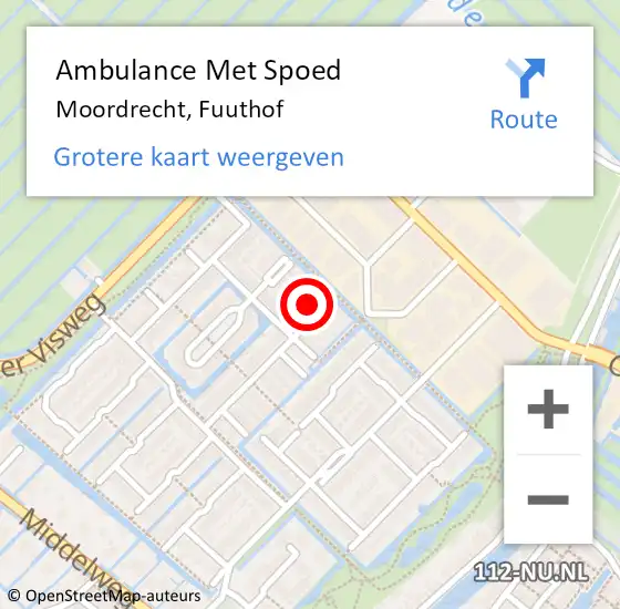 Locatie op kaart van de 112 melding: Ambulance Met Spoed Naar Moordrecht, Fuuthof op 23 juli 2014 18:23