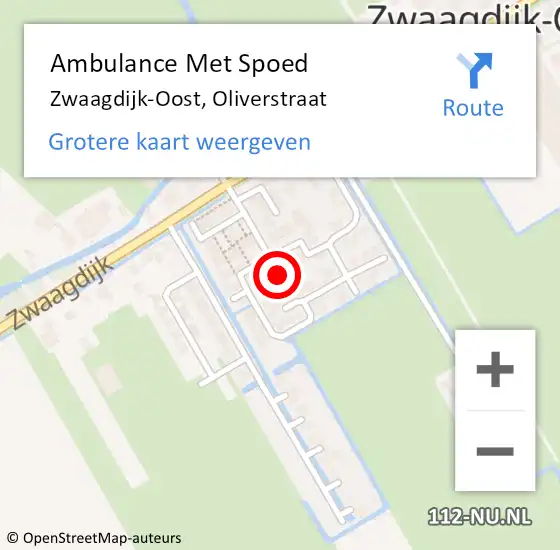 Locatie op kaart van de 112 melding: Ambulance Met Spoed Naar Zwaagdijk-Oost, Oliverstraat op 19 juli 2022 19:24