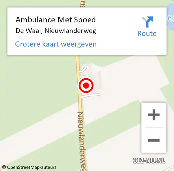 Locatie op kaart van de 112 melding: Ambulance Met Spoed Naar De Waal, Nieuwlanderweg op 19 juli 2022 19:35