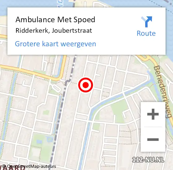 Locatie op kaart van de 112 melding: Ambulance Met Spoed Naar Ridderkerk, Joubertstraat op 19 juli 2022 19:39