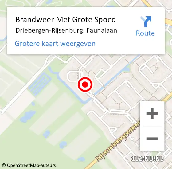 Locatie op kaart van de 112 melding: Brandweer Met Grote Spoed Naar Driebergen-Rijsenburg, Faunalaan op 19 juli 2022 19:39