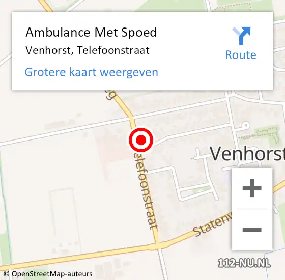 Locatie op kaart van de 112 melding: Ambulance Met Spoed Naar Venhorst, Telefoonstraat op 23 juli 2014 18:27