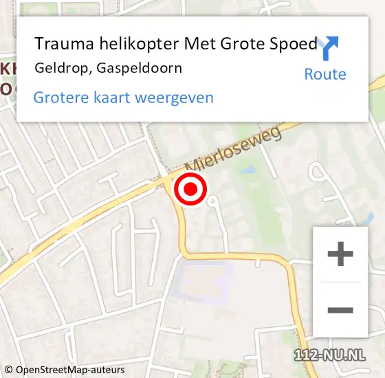 Locatie op kaart van de 112 melding: Trauma helikopter Met Grote Spoed Naar Geldrop, Gaspeldoorn op 19 juli 2022 19:52