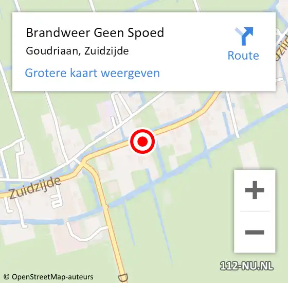 Locatie op kaart van de 112 melding: Brandweer Geen Spoed Naar Goudriaan, Zuidzijde op 19 juli 2022 19:53