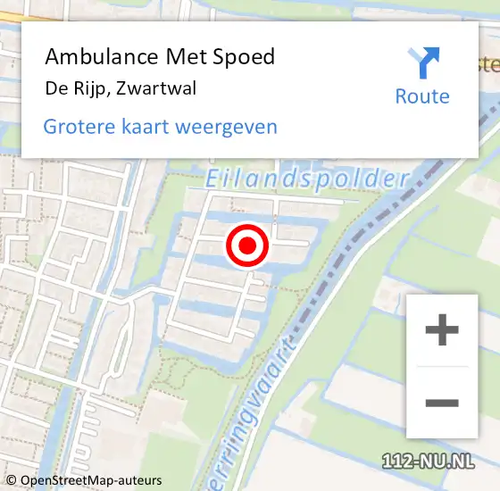 Locatie op kaart van de 112 melding: Ambulance Met Spoed Naar De Rijp, Zwartwal op 19 juli 2022 20:14