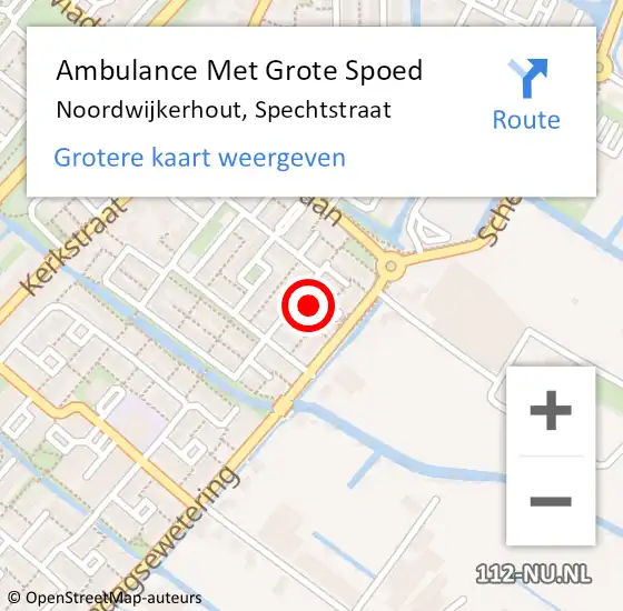 Locatie op kaart van de 112 melding: Ambulance Met Grote Spoed Naar Noordwijkerhout, Spechtstraat op 19 juli 2022 20:17