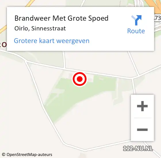 Locatie op kaart van de 112 melding: Brandweer Met Grote Spoed Naar Oirlo, Sinnesstraat op 19 juli 2022 20:24