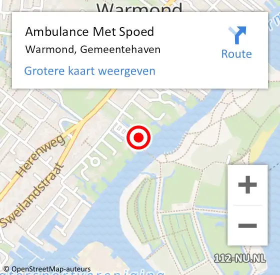 Locatie op kaart van de 112 melding: Ambulance Met Spoed Naar Warmond, Gemeentehaven op 19 juli 2022 20:29