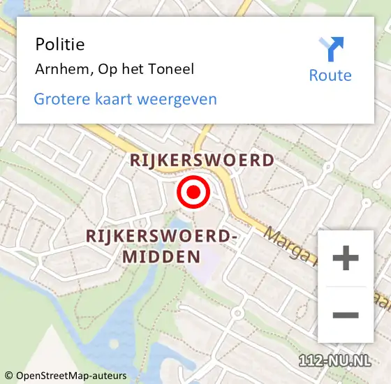 Locatie op kaart van de 112 melding: Politie Arnhem, Op het Toneel op 19 juli 2022 20:39