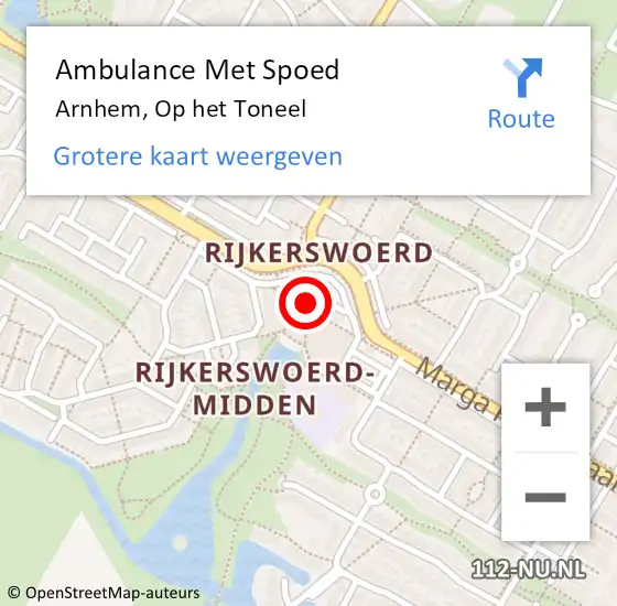 Locatie op kaart van de 112 melding: Ambulance Met Spoed Naar Arnhem, Op het Toneel op 19 juli 2022 20:39