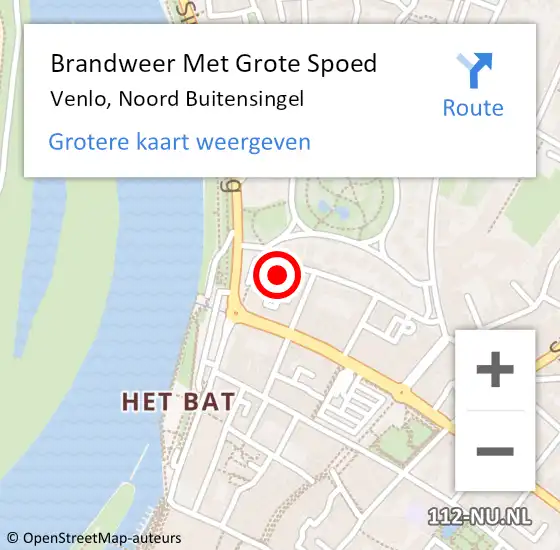 Locatie op kaart van de 112 melding: Brandweer Met Grote Spoed Naar Venlo, Noord Buitensingel op 19 juli 2022 20:45