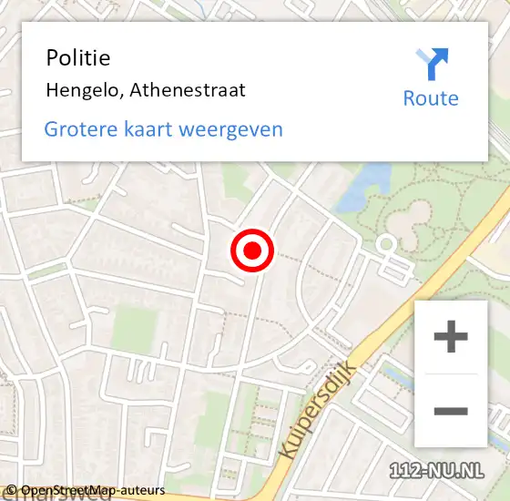 Locatie op kaart van de 112 melding: Politie Hengelo, Athenestraat op 19 juli 2022 21:03