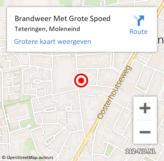 Locatie op kaart van de 112 melding: Brandweer Met Grote Spoed Naar Teteringen, Hoolstraat op 19 juli 2022 21:06