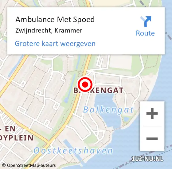 Locatie op kaart van de 112 melding: Ambulance Met Spoed Naar Zwijndrecht, Krammer op 19 juli 2022 21:08