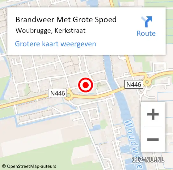 Locatie op kaart van de 112 melding: Brandweer Met Grote Spoed Naar Woubrugge, Kerkstraat op 19 juli 2022 21:09