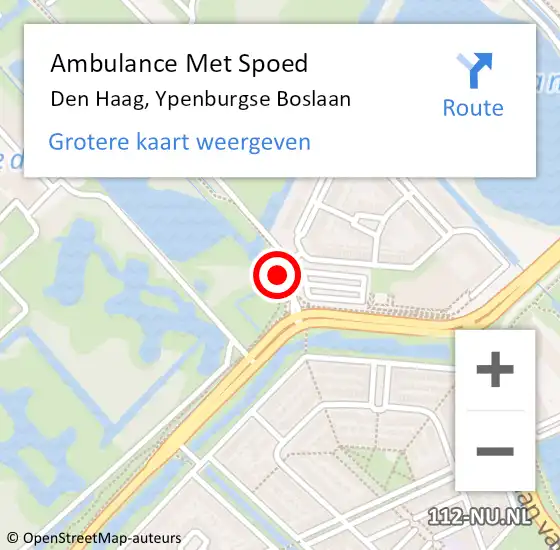 Locatie op kaart van de 112 melding: Ambulance Met Spoed Naar Den Haag, Ypenburgse Boslaan op 19 juli 2022 21:14