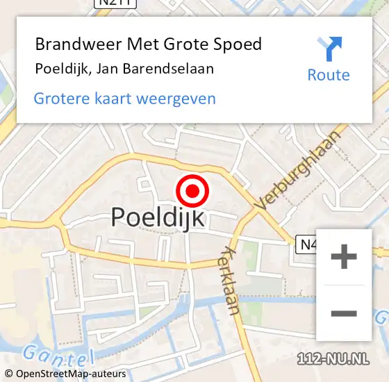 Locatie op kaart van de 112 melding: Brandweer Met Grote Spoed Naar Poeldijk, Jan Barendselaan op 19 juli 2022 21:25