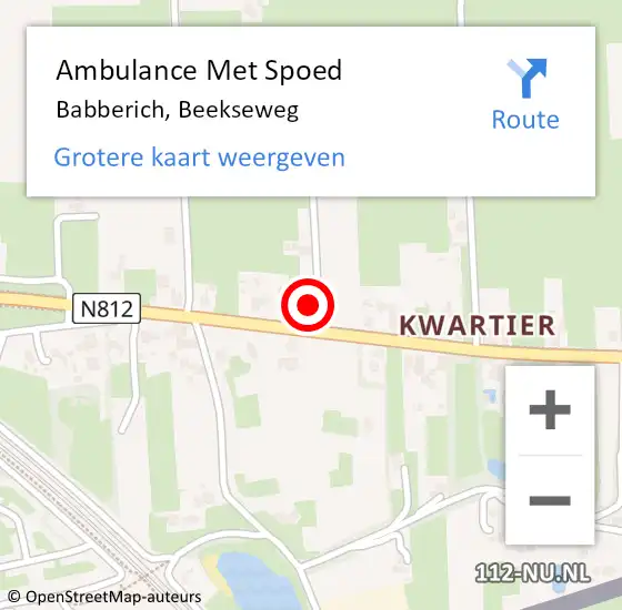 Locatie op kaart van de 112 melding: Ambulance Met Spoed Naar Babberich, Beekseweg op 19 juli 2022 21:30