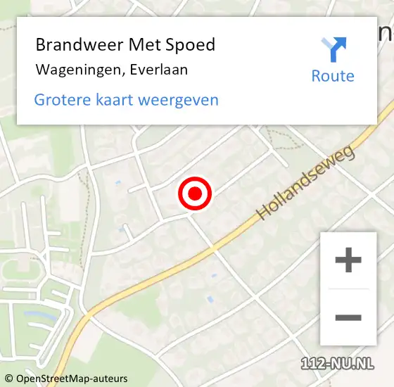 Locatie op kaart van de 112 melding: Brandweer Met Spoed Naar Wageningen, Everlaan op 19 juli 2022 21:37