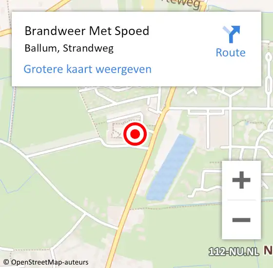 Locatie op kaart van de 112 melding: Brandweer Met Spoed Naar Ballum, Strandweg op 19 juli 2022 21:51