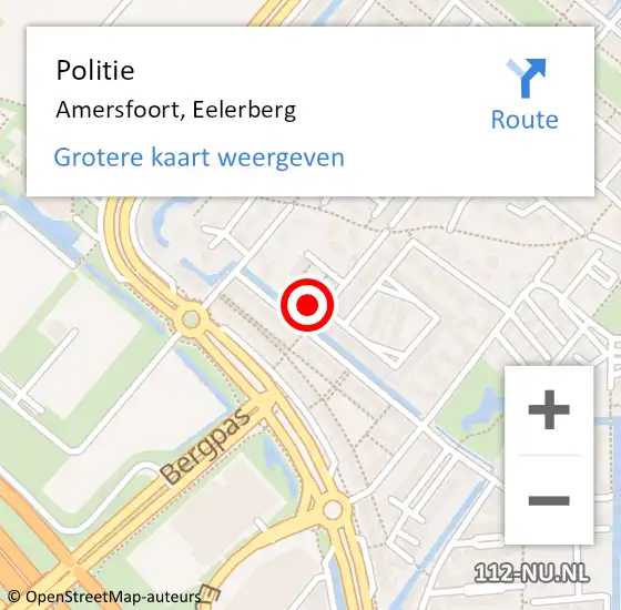 Locatie op kaart van de 112 melding: Politie Amersfoort, Eelerberg op 19 juli 2022 22:01