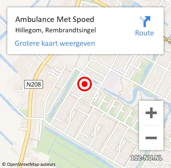 Locatie op kaart van de 112 melding: Ambulance Met Spoed Naar Hillegom, Rembrandtsingel op 19 juli 2022 22:02