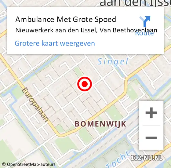 Locatie op kaart van de 112 melding: Ambulance Met Grote Spoed Naar Nieuwerkerk aan den IJssel, Van Beethovenlaan op 19 juli 2022 22:07