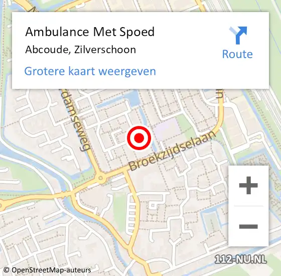 Locatie op kaart van de 112 melding: Ambulance Met Spoed Naar Abcoude, Zilverschoon op 19 juli 2022 22:08