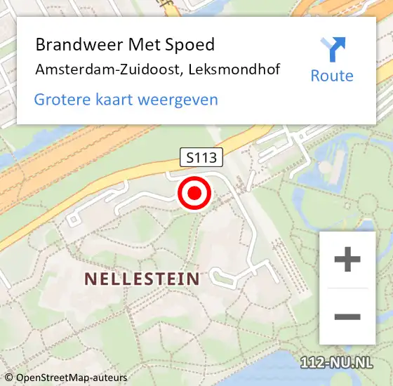 Locatie op kaart van de 112 melding: Brandweer Met Spoed Naar Amsterdam-Zuidoost, Leksmondhof op 19 juli 2022 22:10