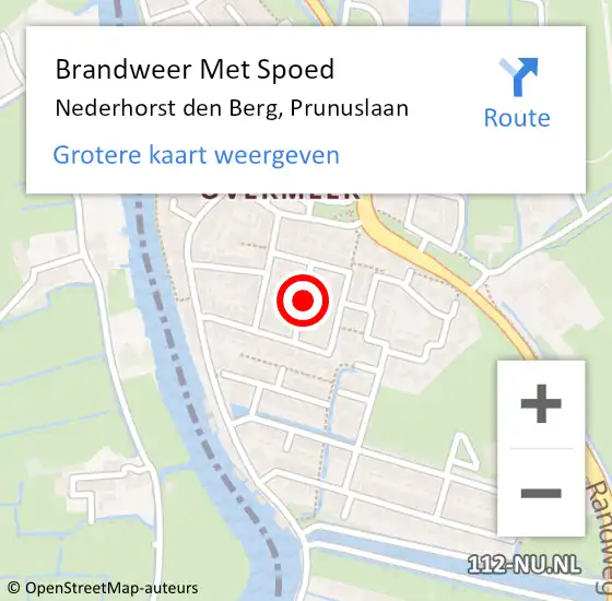 Locatie op kaart van de 112 melding: Brandweer Met Spoed Naar Nederhorst den Berg, Prunuslaan op 19 juli 2022 22:50